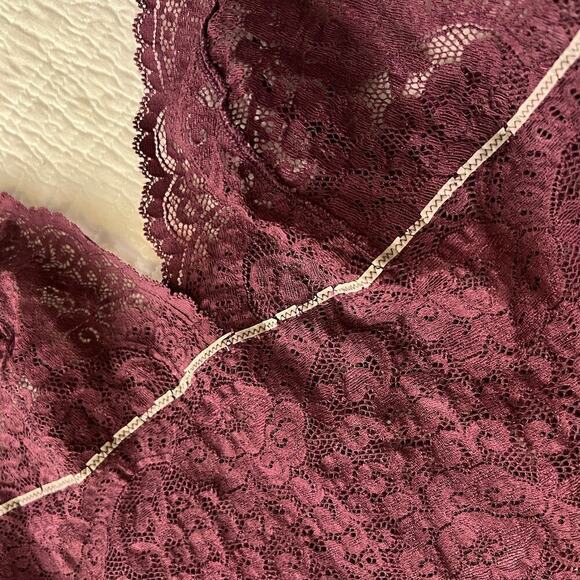 Victoria’s Secret VINTAGE Longline Lace Bralette Womens M Purple Coquette Floral - Picture 10 of 10